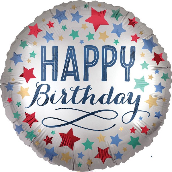 Happy Birthday foil balloon star design